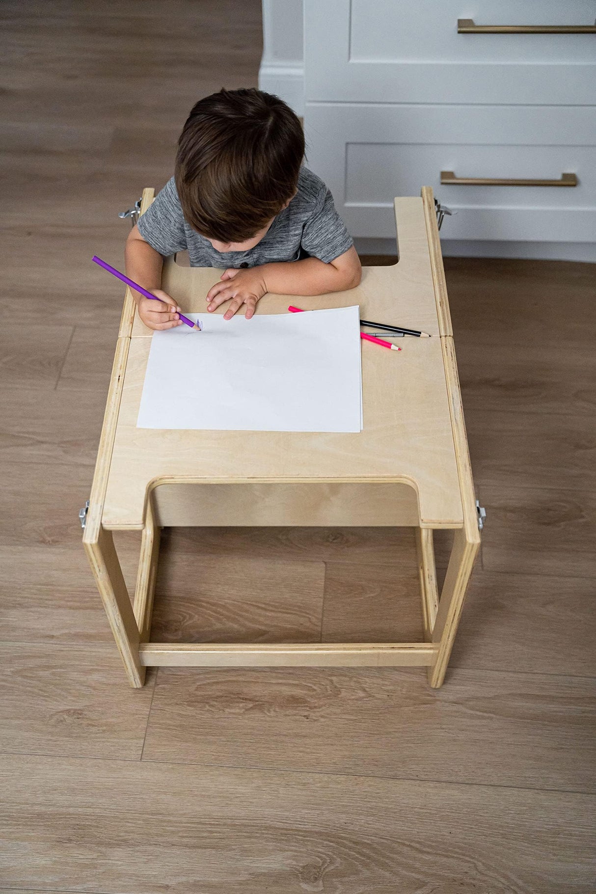 Avenlur Date 4-in-1 Foldable Kitchen Tower - Toddler Step Stool with Chalkboard, Desk Table and Chair - Waldorf and Montessori Kitchen Stool - Kitchen Stool Tower for Toddlers 18 Months to 6 Years Avenlur