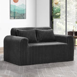 Hobestluk Couch Sofa 2-Seater Foam Sofa Loveseat for Small Spaces Comfy Sofas with Removable Cover Furry Couch with Pillows for Living Room, Bedroom, Apartment, Office (Black, Loveseat) Hobestluk
