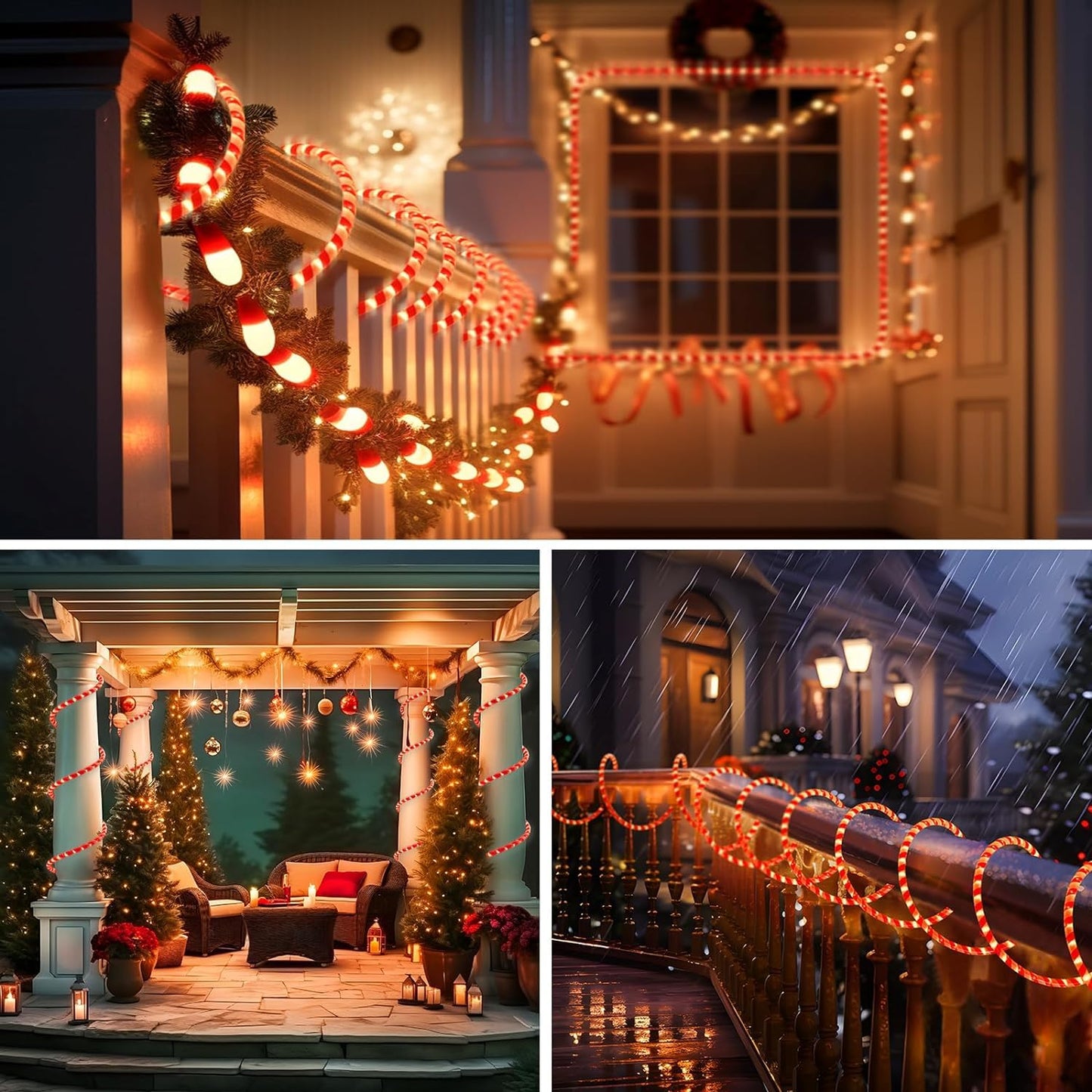 Afirst Christmas Candy Cane Rope Lights - 18FT LED Fairy Lights IP65 Waterproof Connectable Tube Lights for Outdoor Patio Garden Christmas Tree Holiday Decorations