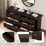 YESHOMY Dresser for Bedroom, 6 Drawer Dressers, Wide Modern TV Stand with Drawers, Hallway Entryway, Office (Brown) YESHOMY