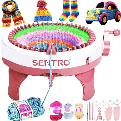 Sentro 40 Needles Knitting Machine, Smart Automatic Knitting Machine for Adults and Beginners, Circular Weaving Crochet Knitting Loom Machine Kit for Hat,Sock,Scarf,Gloves,Sweater PKHOUHYI
