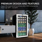 Whynter 120-Can Beverage Refrigerator with Glass Door, 3.1 Cu Ft Freestanding Drink Mini Fridge, BR-130SB, Stainless Steel Whynter