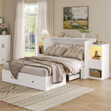 LIVAUVEAD Full Size Murphy Bed with Bedside Tables,Full Size Foldable Cabinet Bed Frame with Charging Station & Drawer,Murphy Bed Chest with Adjustable LED Light for Bedroom,Guest Room,White LIVAUVEAD