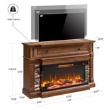 OKD 52" Electric Fireplace with Mantel, Freestanding Fireplace Heater TV Stand with 36" 3-Side Glass Insert for TVs Up to 65" with Storage Cabinet for Living Room, Reclaimed Barnwood OKD