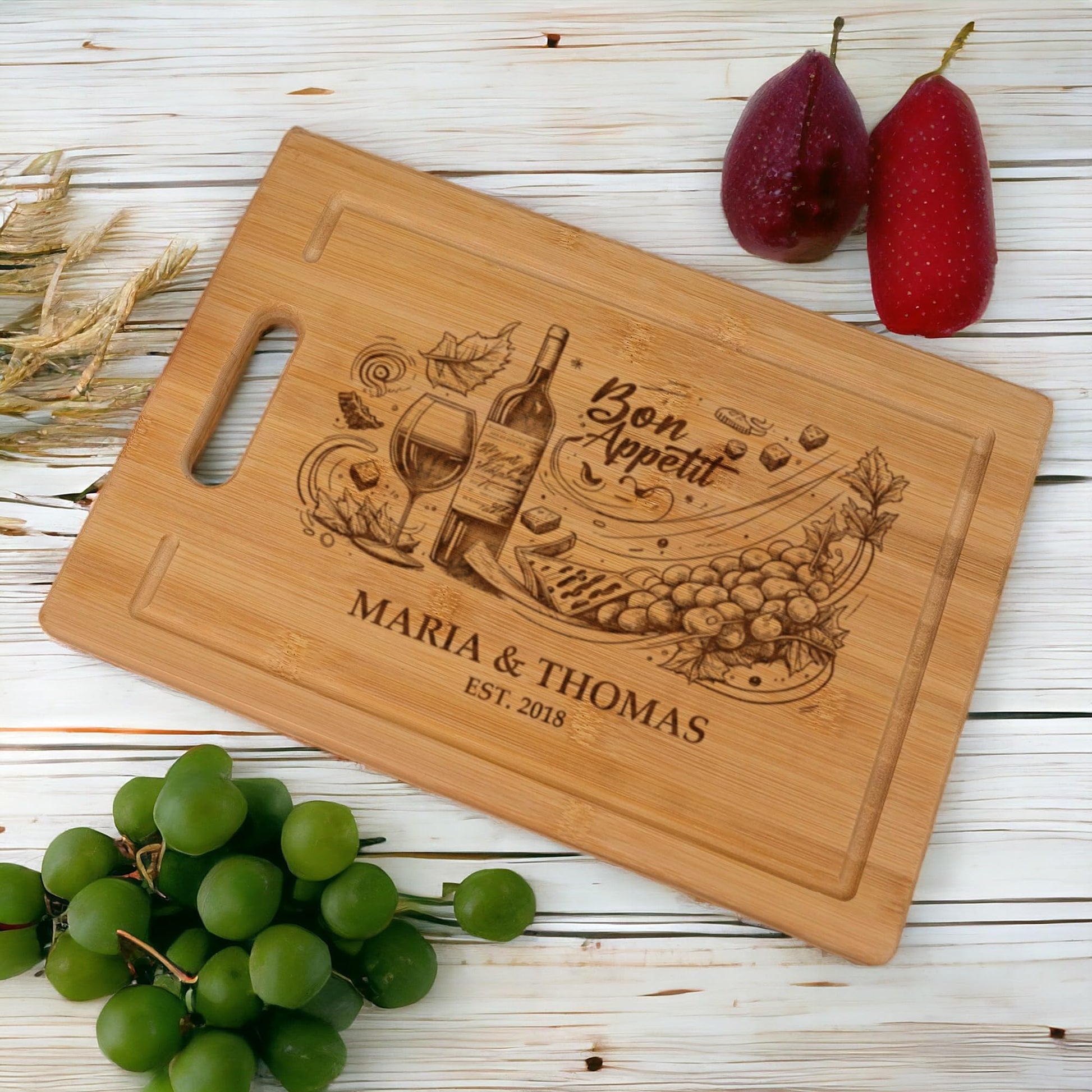 Custom Cutting Board for Kitchen – Personalized Wooden Cutting Boards for Kitchen Countertop, Engraved Bamboo Walnut Chestnut Chopping Boards, - WoodArtSupply