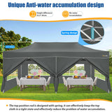 HOTEEL 10x20 Pop up Canopy Tent for Parties, Heavy Duty Easy Setup Tent with 6 Sidewalls, Outdoor Commercial Instant Gazebo for Wedding Event, with Roller Bag & Sand Bags, Grey(Hexagonal Frame) Hoteel