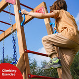 Dolphin Playground Wood Swing Sets for Backyard with Monkey Bar, Kids Outdoor Play Equipment, Outdoor Playset for Kids with Trapeze Swing Bar and 2 Belt Swings, Heavy Duty Playground Accessories DOLPHIN PLAYGROUND T