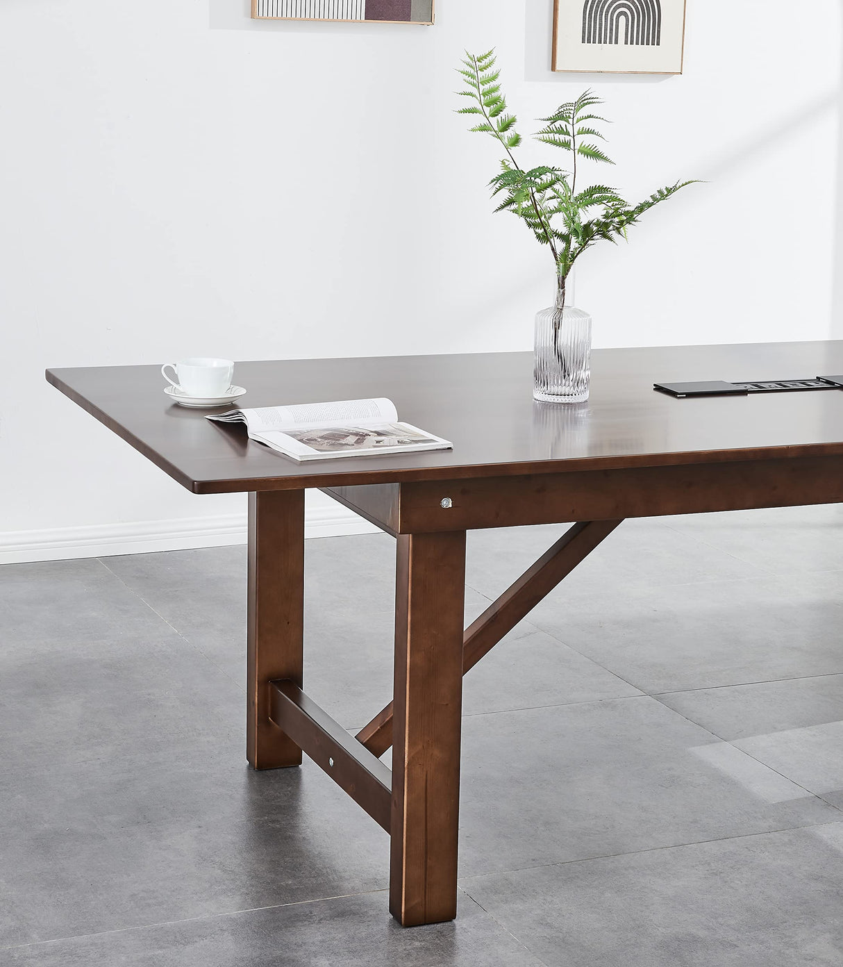 woJKod Pine Wood 8FT Table Rectangular, Kitchen Dining Table, Modern Conference Desk Table for Office-Bouns Socket/Console woJKod