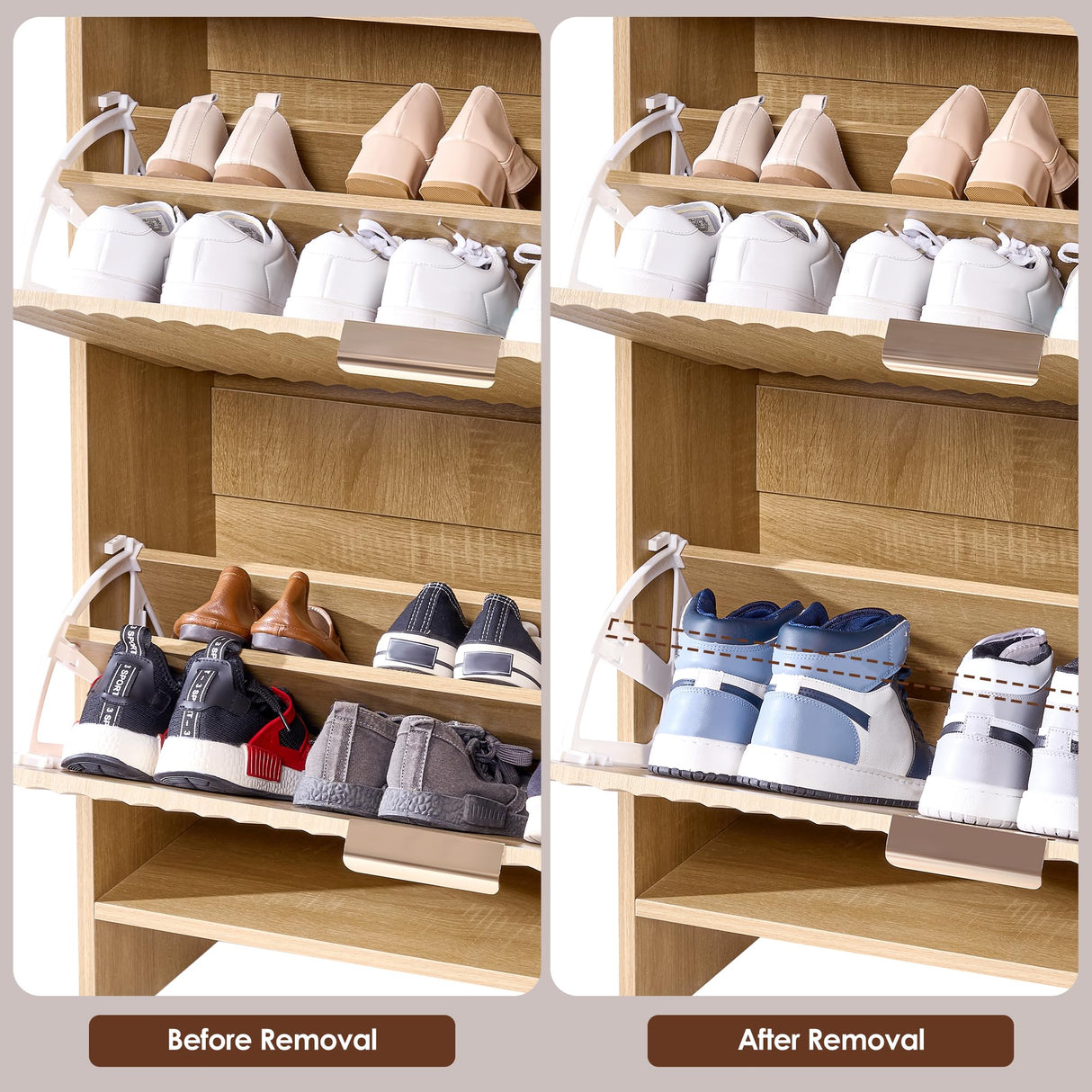 BEWISHOME Shoe Storage Cabinet for Entryway，Narrow Modern Shoe Organizer Cabinet with 2 Flip Drawers，Freestanding Fluted Shoe Organizer for Hallway,Wood,KXG04Y BEWISHOME