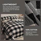 tohrisa Cotton Plaid Quilt Set, Ultra Soft 3 Pieces King Size Bedding with 2 Pillow Shams, Lightweight Reversible Coverlet Bedspread with Wave Quilting for Summer, 108"x96", Grid-Black White tohrisa