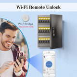 72 Key Cabinet Organizer,Metal Key Lock Box Wall Mount use OTP Technology Unlock,Fixed Password/Bluetooth Unlock, App Remotely Generates Pin Codes DiDiHere