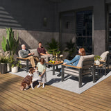 Aluminum Outdoor Patio Furniture Set, 7 Seats Outdoor Sectional with Coffee Table, Patio Conversation Sets with Upgraded Armrests and Cushions for Backyard, Garden and Poolside Aoxun