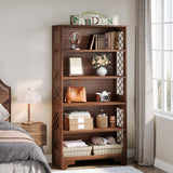 Tribesigns 6-Tier Bookcase, 70.8" Vintage Tall Bookcase,5-Shelf Mid-Century Display Rack Storage Shelves for Home Office, Living Room, Bedroom Tribesigns