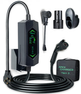MACH 3 Fast 40 Amp Level 1&2 Portable EV Charger, Electric Vehicle Charging Station, 120-240V NEMA 14-50 w/ 5-15 Adapter. SAE J1772 car Connector & Tesla mobile NACS, Outdoor EVSE, 25ft Cable w/holder ApexCharger