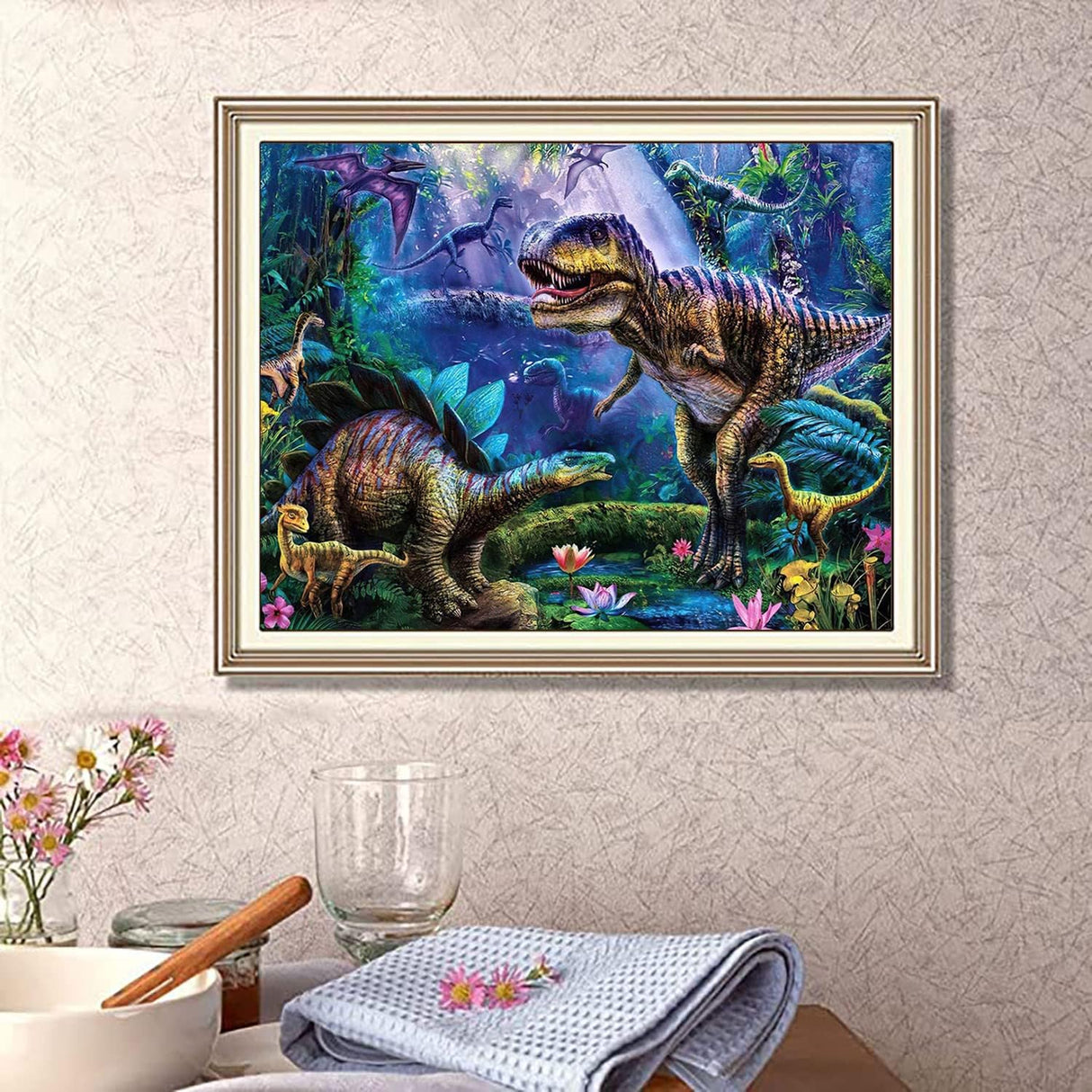 VeGuude Diamond Painting Kits for Adults -Dinosaur World DIY 5D Diamond Art Kits Full Drill Diamond Dots Paintings with Diamonds Gem Art and Crafts Home Decor 12x16inch VeGuude