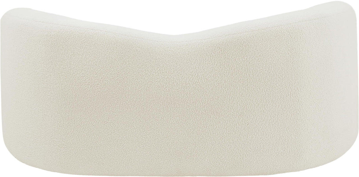 Meridian Furniture 186Cream-L Kali Collection Modern | Contemporary Loveseat with Soft Cream Faux Shearling Teddy Fabric, Curved Back, 62" W x 33" D x 27" H, Cream Meridian Furniture