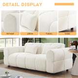 PINSOLID 80" Modern Sofa Couch, Comfy Deep Seat Lambswool Cloud Sofa, Upholstered 3-Seater Boucle Couch, Oversized Loveseat for Living Room, Bedroom, Office, Apartment(White) PINSOLID