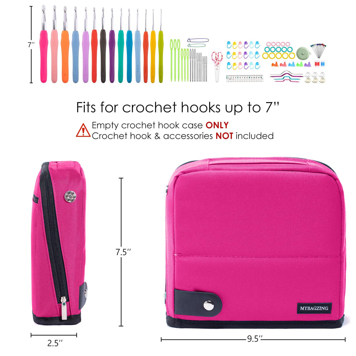 MYBAGZING Crochet Hook Case Empty - Crochet Hook Organizer Case Stand Up Unique Design -Corchet Organizer - Crochet Hook Holder for Knitting & Crochet Supplies - Knitting Accessories (Case Only) MYBAGZING