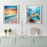 Ninonly Paint by Numbers Kit for Adults with Framed Canvas, 4 Pack Beach Sea Turtle Arts and Crafts for Adults Beginner with Wooden Easel, Paint Brushes, Acrylic Paint, 9 * 12 Inch Ninonly