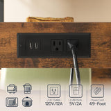 HOOBRO Kitchen Island with Storage, Rolling Island Cart for Kitchen with 2 Drawers & Outlet, 3 Tier Coffee Station and Microwave Stand, Kitchen Island Table for Home, Rustic Brown and Black BF08UZD01 HOOBRO