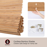 Chaudix Cordless Bamboo Shades, Blackout Bamboo Roman Blinds, Extra Width Privacy Wooden Blind, Sun Shade for Bedroom, Living Room, Dining Room, Acorn PS-043 Chaudix
