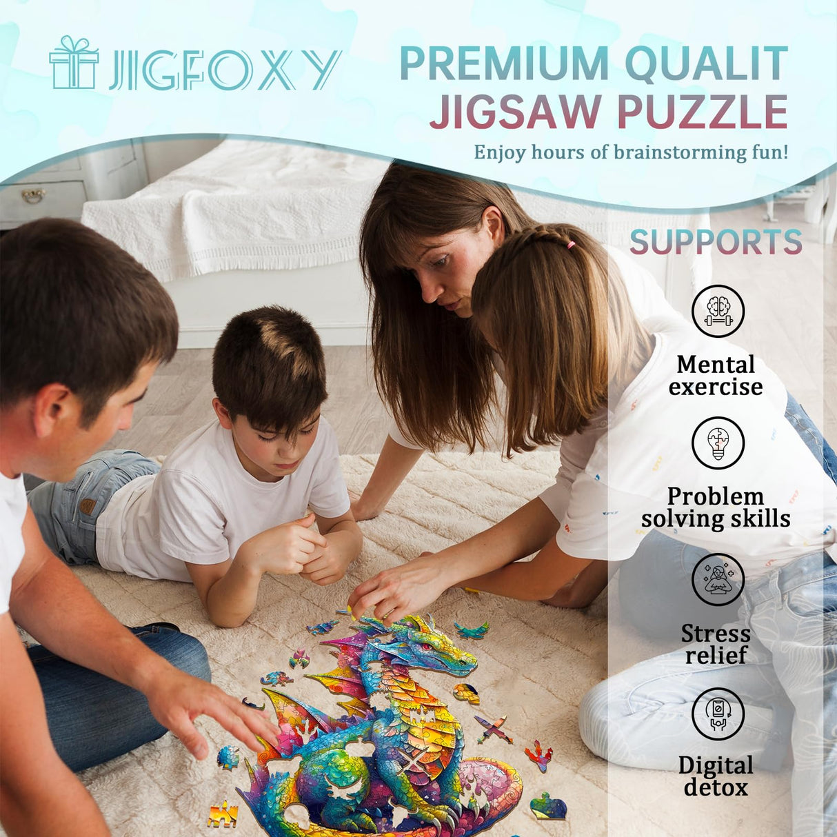 Jigfoxy Wooden Puzzles for Adults, Dragon Wood Puzzles Adult, Unique Animal Shape Wooden Jigsaw Puzzles, Birthday Gifts for Puzzles Lovers (XL-21.7 * 18.6in-560pcs) Jigfoxy