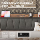 LIKIMIO Daybed with Trundle Bed, Twin Bed Frame with Storage Headboard and Charging Station, Sofa Day Bed with Strong Supports for Living Room, Bedroom, and Guest Room, Grey LIKIMIO