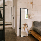 Delma Wall Mirror Full Length Mirror,Standing Mirror Full Body,Large Floor Mirror for Wall Door Bedroom Bathroom Living Room with Aluminium Frame(with Stand,56x15-Black) Delma