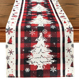 Buffalo Plaid Christmas Tree Christmas Table Runner, Red Winter Holiday Kitchen Dining Christmas Table Decoration for Indoor Outdoor Home Party Decor 13x72 Inch (Christmas Tree) Lapensa