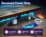 ODK Reversible Gaming Desk with Power Outlets and LED Lights, 48 Inch Computer Desk with Storage Shelves and Monitor Stand, Modern Writing Study Desk for Home Office, Rustic Brown ODK