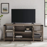Walker Edison Modern Farmhouse Metal X Wood TV Stand Storage Cabinet for TV's up to 64" Flat Screen Universal TV Console Living Room Storage Shelves Entertainment Center, 60 Inch, Grey Walker Edison