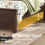 Mirightone Farmhouse King Bed Frame with Tall Headboard, Wood Platform Bed and Footboard, Mid-Centery Rustic King Panel Beds with Slats Support, No Box Spring Needed, Rustic Brown Mirightone