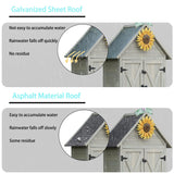 FTCBNet Outdoor Storage Cabinet with Sloping Waterproof Galvanized Sheet Roof 70" Wooden Garden Shed Lockable Tool Cabinet with 4 Removeable Shelves for Patio Backyard Lawn Yard (Gray) FTCBNet