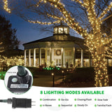 Tcamp 164FT 500 LED Christmas Lights, 8 Modes Christmas Tree Lights with Timer Memory Function, Green Wire Starry Fairy String Lights for Christmas Tree Halloween Outdoor Indoor Decor (Warm White) Tcamp