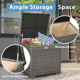 JOIVI 8 Pieces Patio Furniture Set with 45” Fire Pit Table, Outdoor Conversation Set with 50000 BTU Gas Fire Pit, Rattan Sectional Sofa Set with Storage Box for Garden, Backyard, Grey JOIVI