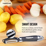 Farberware Euro Peeler, a Kitchen Essential for Quick and Easy Peeling of Produce, Chocolate, Cheeses and More. Features Hang-Hole for Easy Storage, Dishwasher Safe, Black Farberware