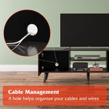 WLIVE TV Stand for 55 60 inch TV, Modern Entertainment Center with Storage Cabinets, Mid Century TV Console Table for Bedroom, TV Stand for Living Room, Charcoal Black WLIVE