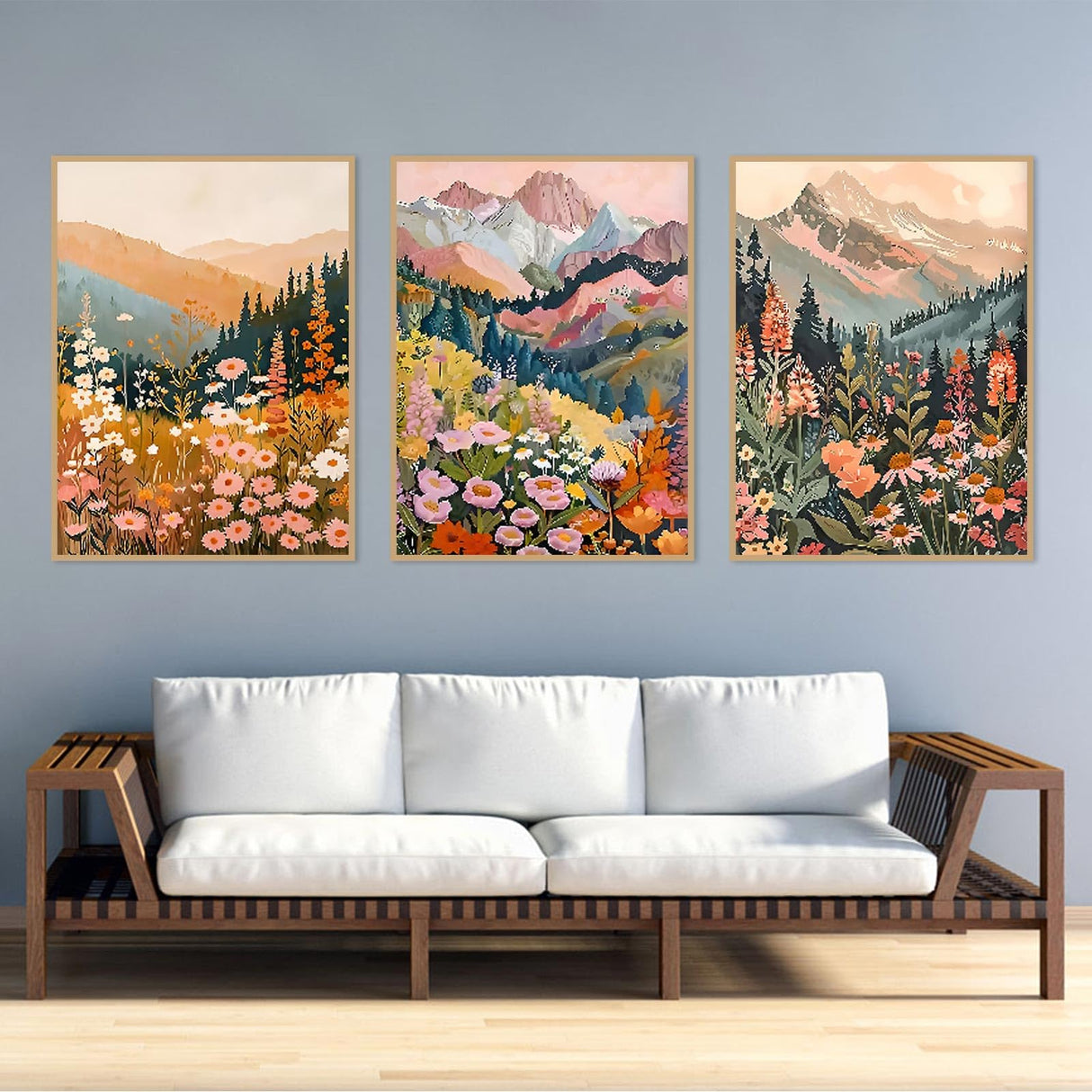 Mountain Diamond Art Kits for Adults - 3 Pack Landscape Flowers Diamond Painting for Beginners, Diamond Dots Round 5D Full Drill Paintings with Diamonds Gem Art and Crafts Home Decor 12x16inch tigdtiu