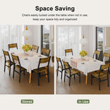 Feonase Dining Chairs Set of 6, Modern Kitchen Chairs with Ergonomic Backrest, MDF Board and Metal Legs, Dinner Chairs for Dining Room, Kitchen and Living Room, Rustic Brown Feonase