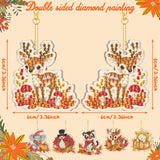 WILLBOND 30 Pcs Thanksgiving Diamond Art Keychain Kits DIY Double Sided Thanksgiving Animals Diamond Painting Keychain Ornaments for Adults Key Ring Art Pendant Fall Tree Decor WILLBOND
