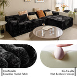 Black sectional couches for Living Room Corduroy Couch，104" Cloud Sectional Couch with L-Shape Chaise， Modern Modular Sofa, Deep Seat Comfort, No Assembly Required(Plush Corduroy Fabric) HKUVUKH