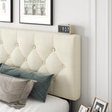 CXVX King Size Bed Frame with Upholstered Headboard, Button Tufted Design, Strong Wooden Slats, No Box Spring Needed, Easy Assembly, Noise Free CXVX