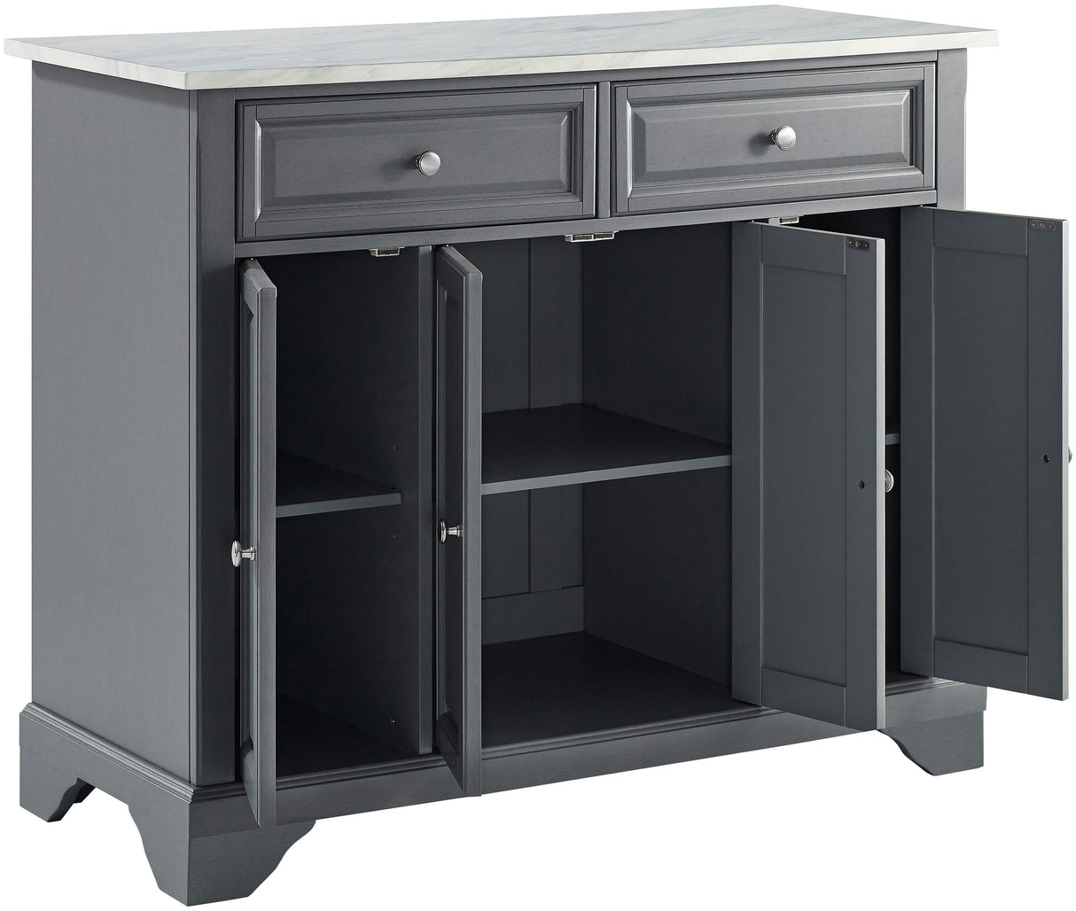 Crosley Furniture Avery Kitchen Island with Storage Shelves, Microwave Stand, Coffee Bar, Gray Crosley Furniture