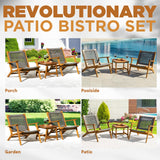 Idzo Solid Wood Rope Bistro Set of 3, Reclining Set 3 IDZO