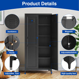 BYNSOE Kitchen Pantry Storage Cabinet with Adjustable Shelves Metal Cupboard Storage Cabinet with Adjustable Feet Pantry Cabinet for Kitchen, Living Room Dinning Room Bathroom. (Black, 61 inch) BYNSOE