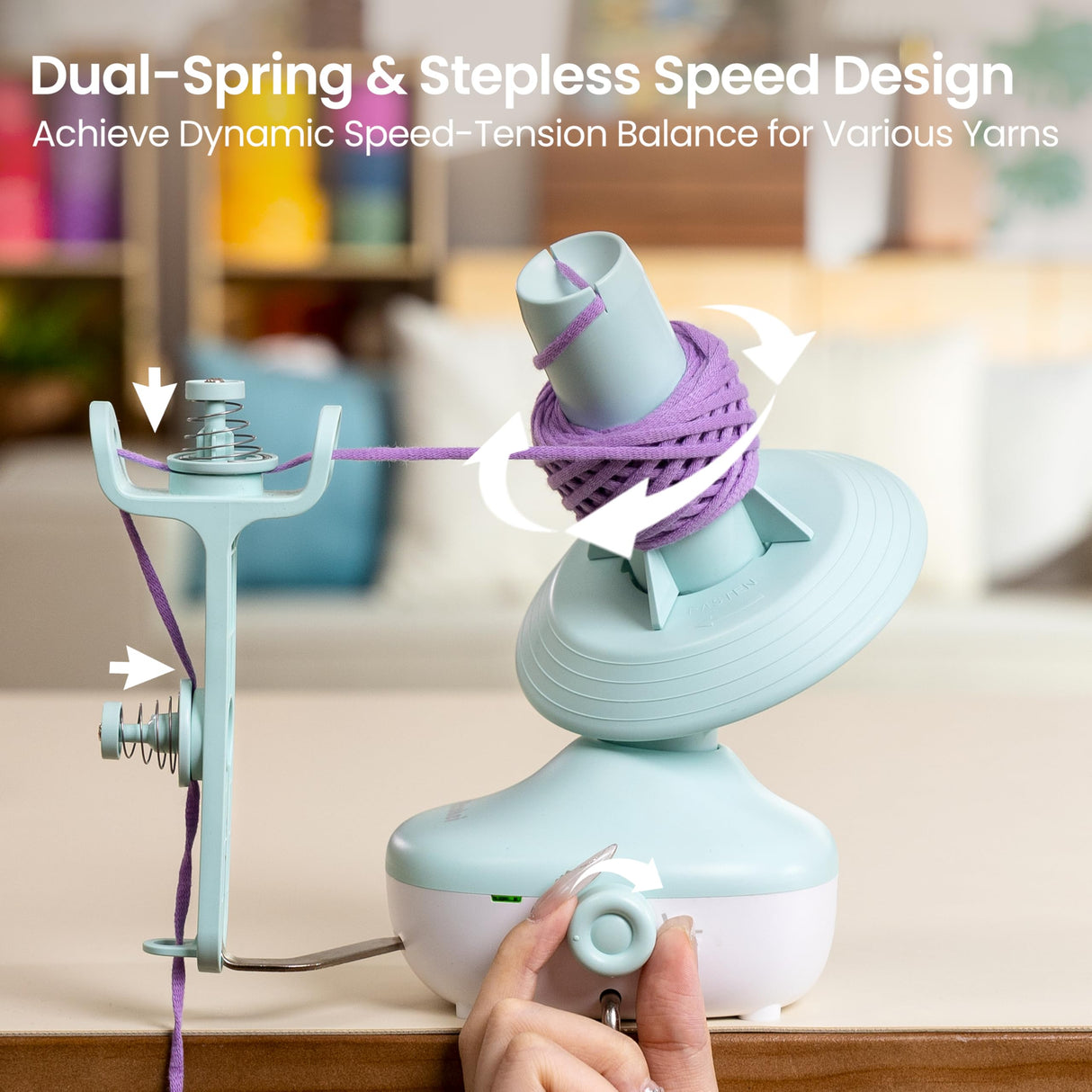 Etcokei Cordless Yarn Winder, Rechargeable Electric Yarn Ball Winder with 2200mAh Battery, Compact Yarn Cake Winder for Crocheting, Smart Automatic Yarn Spinner, Ideal Helper for Craft Lovers(Mint) Etcokei