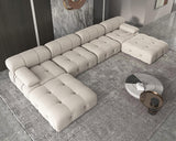 JACH 138" Modular Sectional Couch, U-Shaped Minimalist Velvet Sofas with Chaise Ottomans, Convertible Modern Deep 6-Seat Sofas Furniture for Living Room, Apartment (Beige) JACH