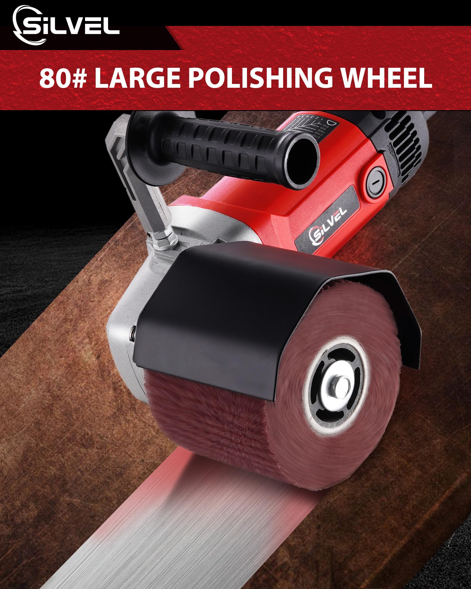 SILVEL 1400W Burnishing Polishing Machine, 110V Handheld Electric Sander Polisher Kit, Stainless Steel Polisher with 6 Speed Adjustable, 500-3000RMP for for Metal, Stainless Steel, Plastic, W - WoodArtSupply