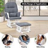 Naomi Home Nursery Glider Ottoman Sets Reclining Glider Rocker with Ottoman Nursery Rocking Breastfeeding Maternity Chair for Baby Room Recliner with Padded Arms - White Dark Gray Naomi Home