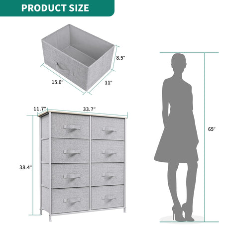 YITAHOME 8 Drawers Dresser - Fabric Storage Tower, Organizer Unit for Room, Living Room & Closets - Sturdy Steel Frame, Easy Pull Fabric Bins & YITAHOME